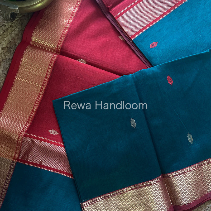 MorPeach Zari Butti ~ Maheshwari Saree-PTB102