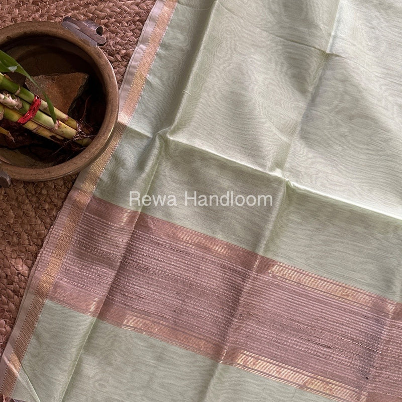 Maheshwari Pista Green Gicha Weaving Silk Dupatta GWD01