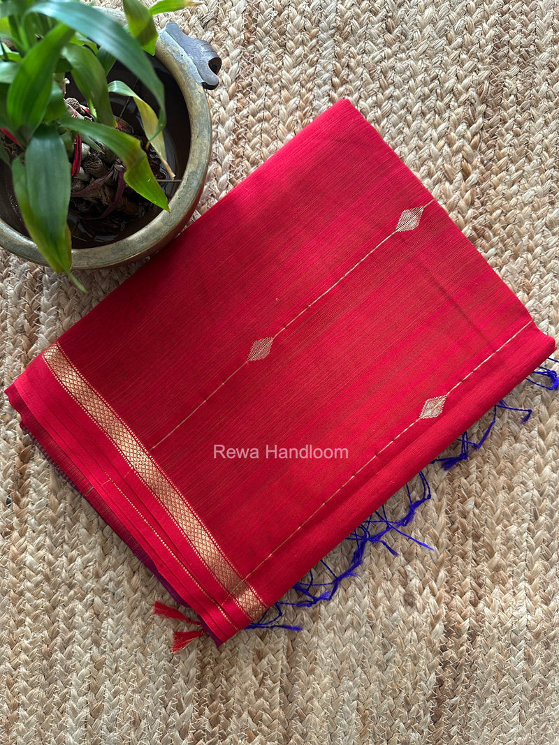 Red Lining Butti Shaded Maheshwari Saree SBS0144