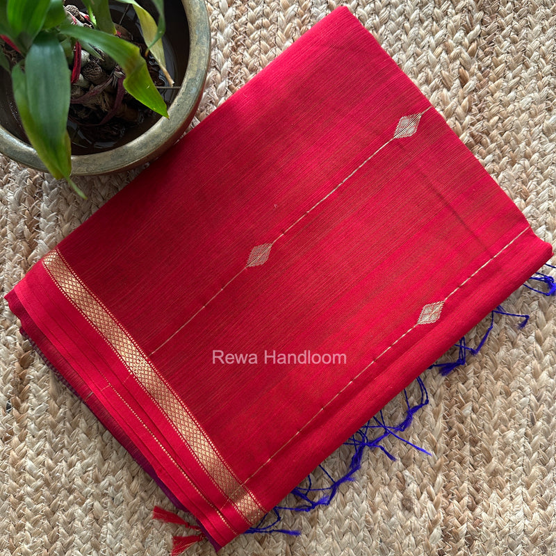 Red Lining Butti Shaded Maheshwari Saree SBS0144