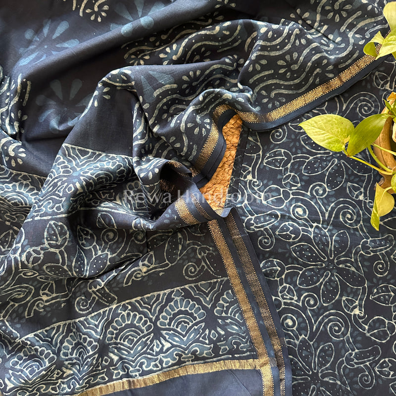 Maheshwari Indigo Print Suit IG05