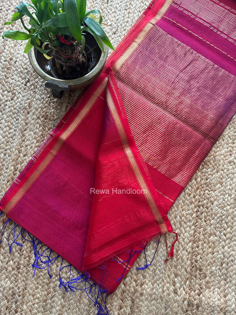 Red Lining Butti Shaded Maheshwari Saree SBS0144