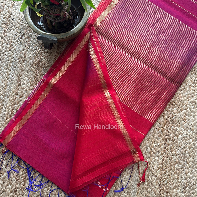 Red Lining Butti Shaded Maheshwari Saree SBS0144