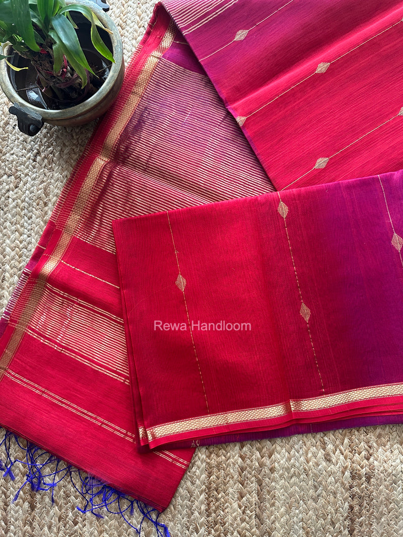 Red Lining Butti Shaded Maheshwari Saree SBS0144