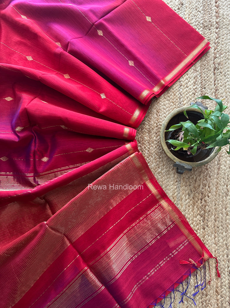 Red Lining Butti Shaded Maheshwari Saree SBS0144