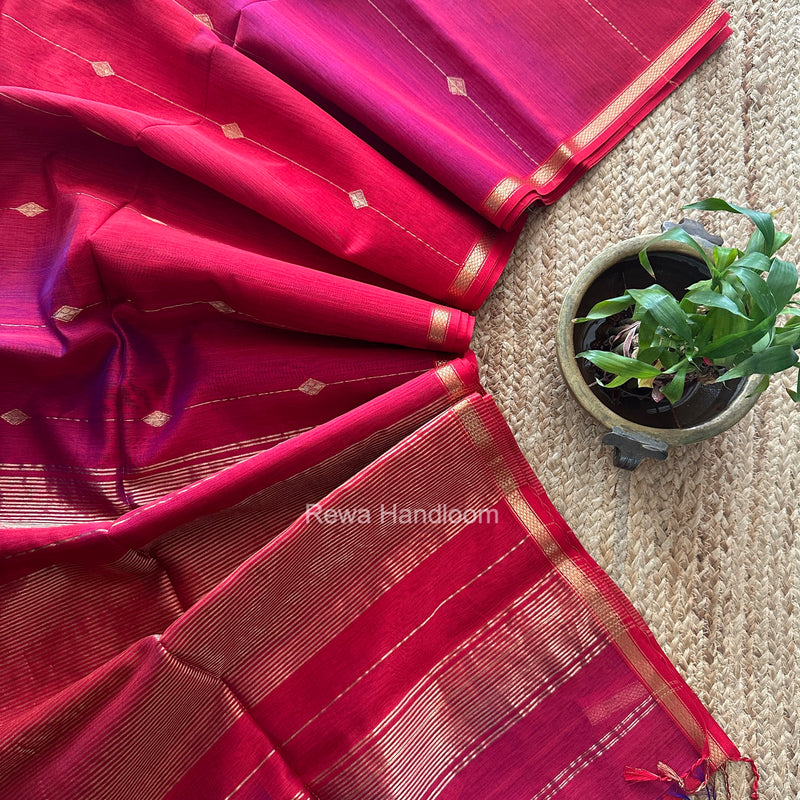 Red Lining Butti Shaded Maheshwari Saree SBS0144