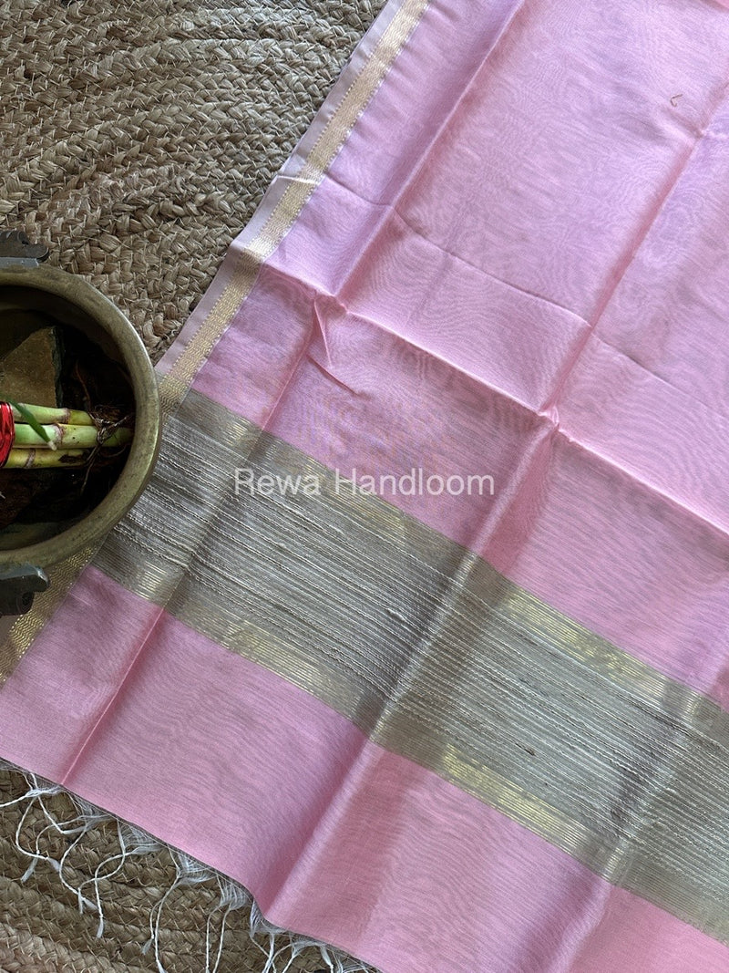 Maheshwari Pink Gicha Weaving Silk Dupatta GWD03