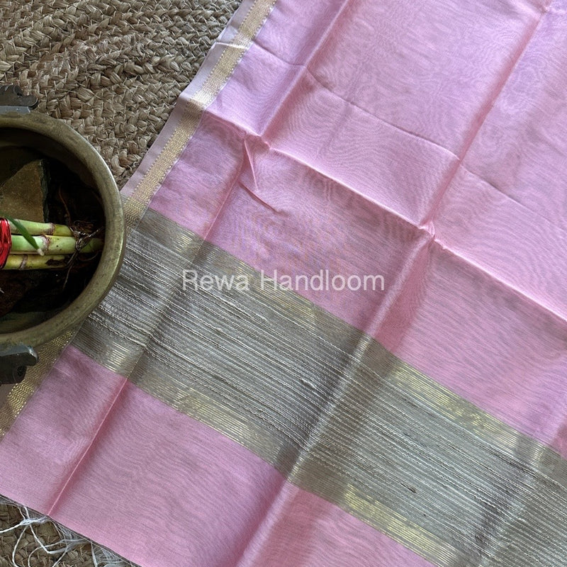 Maheshwari Pink Gicha Weaving Silk Dupatta GWD03