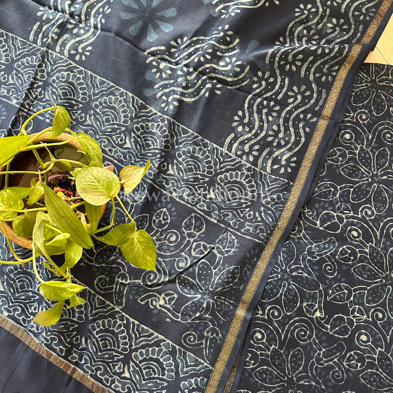 Maheshwari Indigo Print Suit IG05