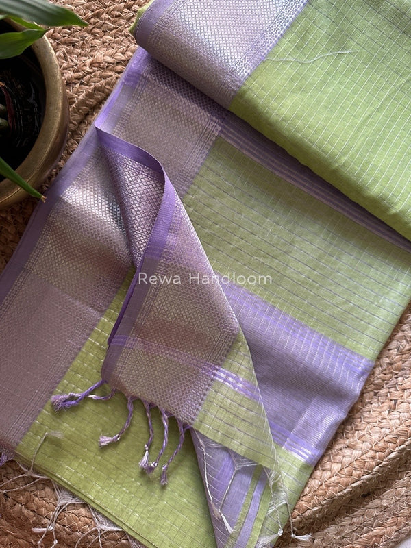 Maheshwari Silver Zari Checks Silk Saree