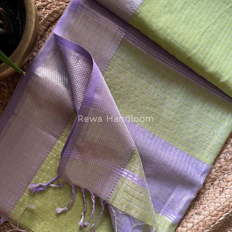 Maheshwari Silver Zari Checks Silk Saree