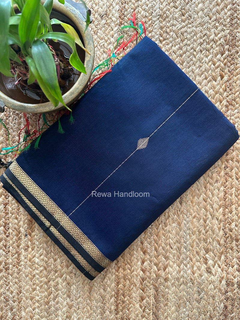 Royal Blue Lining Butti Shaded Maheshwari Saree SBS0147