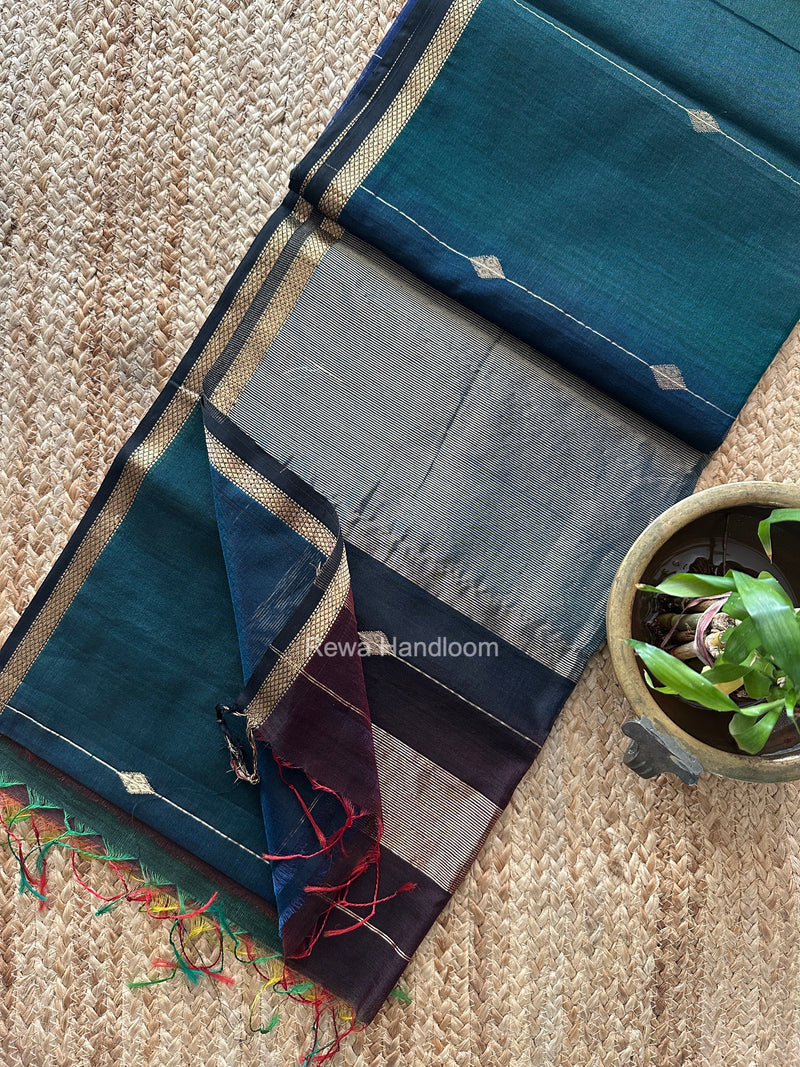 Royal Blue Lining Butti Shaded Maheshwari Saree SBS0147