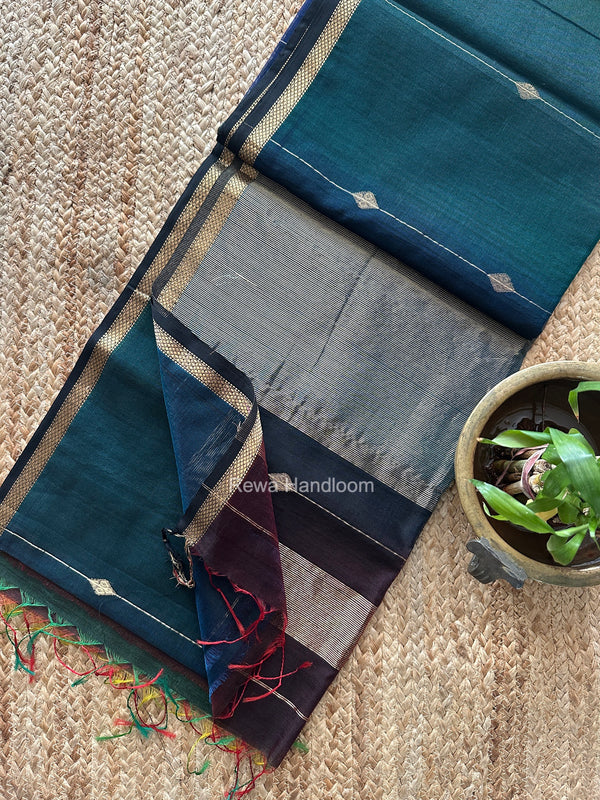 Royal Blue Lining Butti Shaded Maheshwari Saree SBS0147