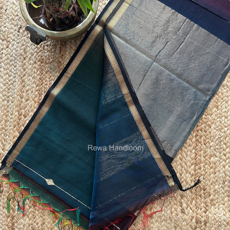 Royal Blue Lining Butti Shaded Maheshwari Saree SBS0147