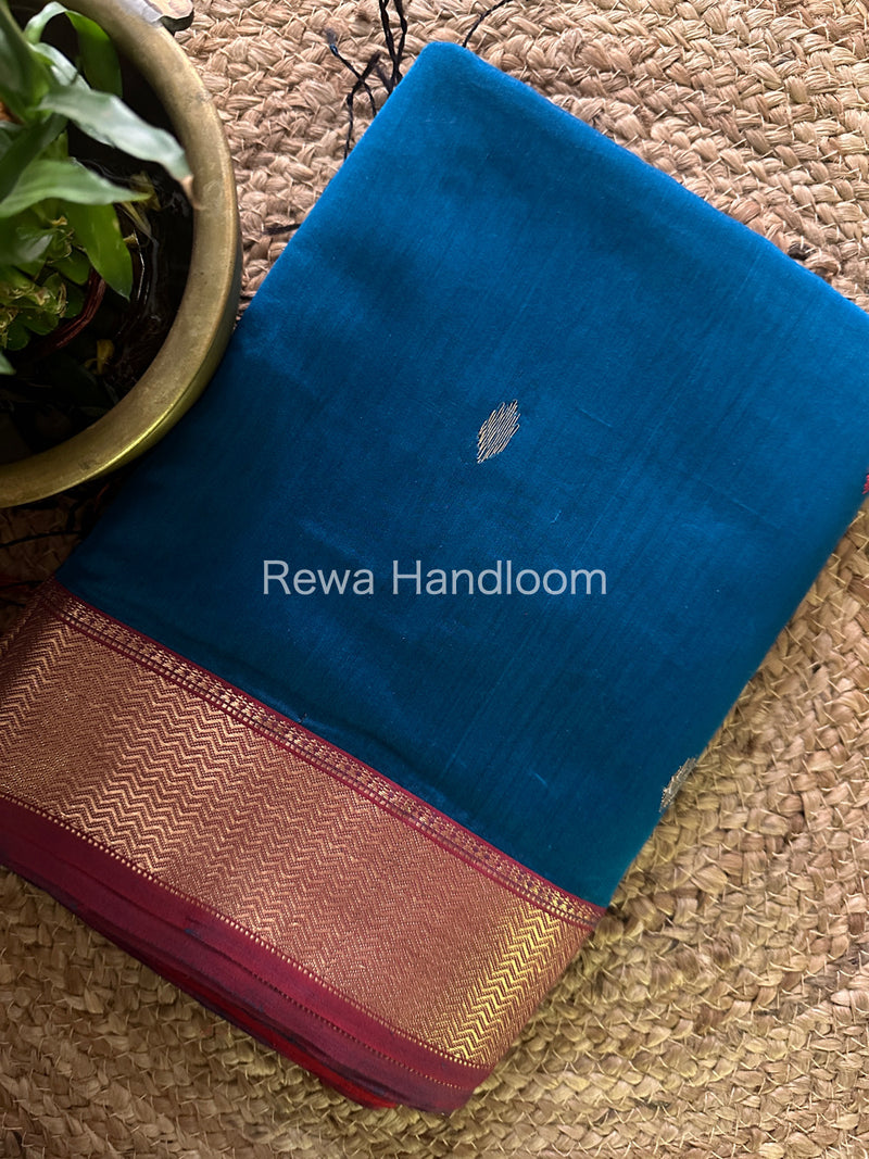 Maheshwari Rama Green Zari Butti Saree PTB107