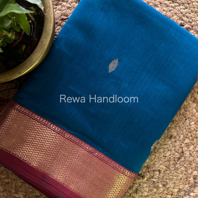 Maheshwari Rama Green Zari Butti Saree PTB107