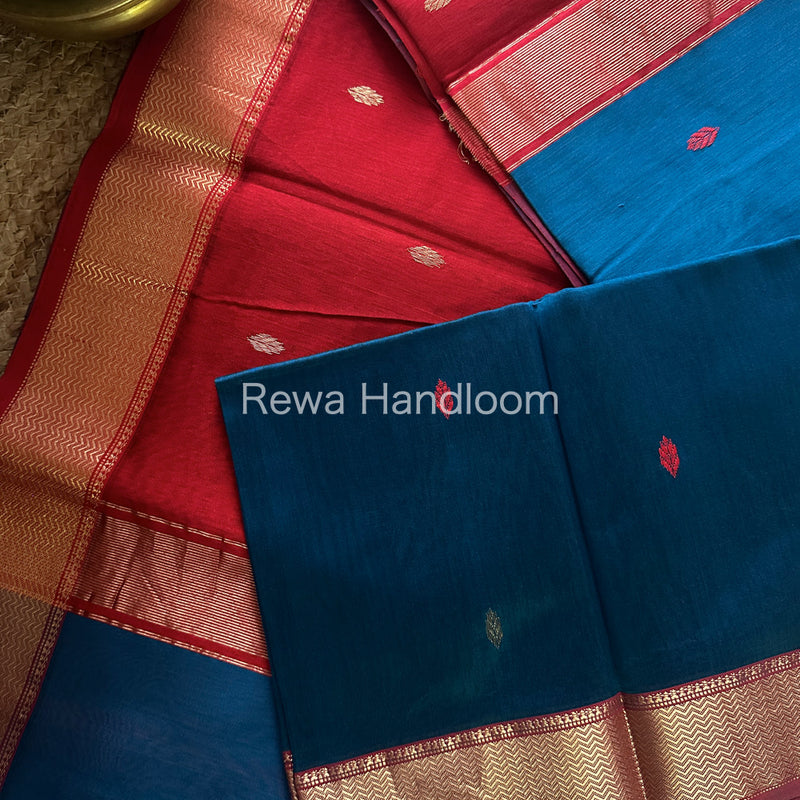Maheshwari Rama Green Zari Butti Saree PTB107