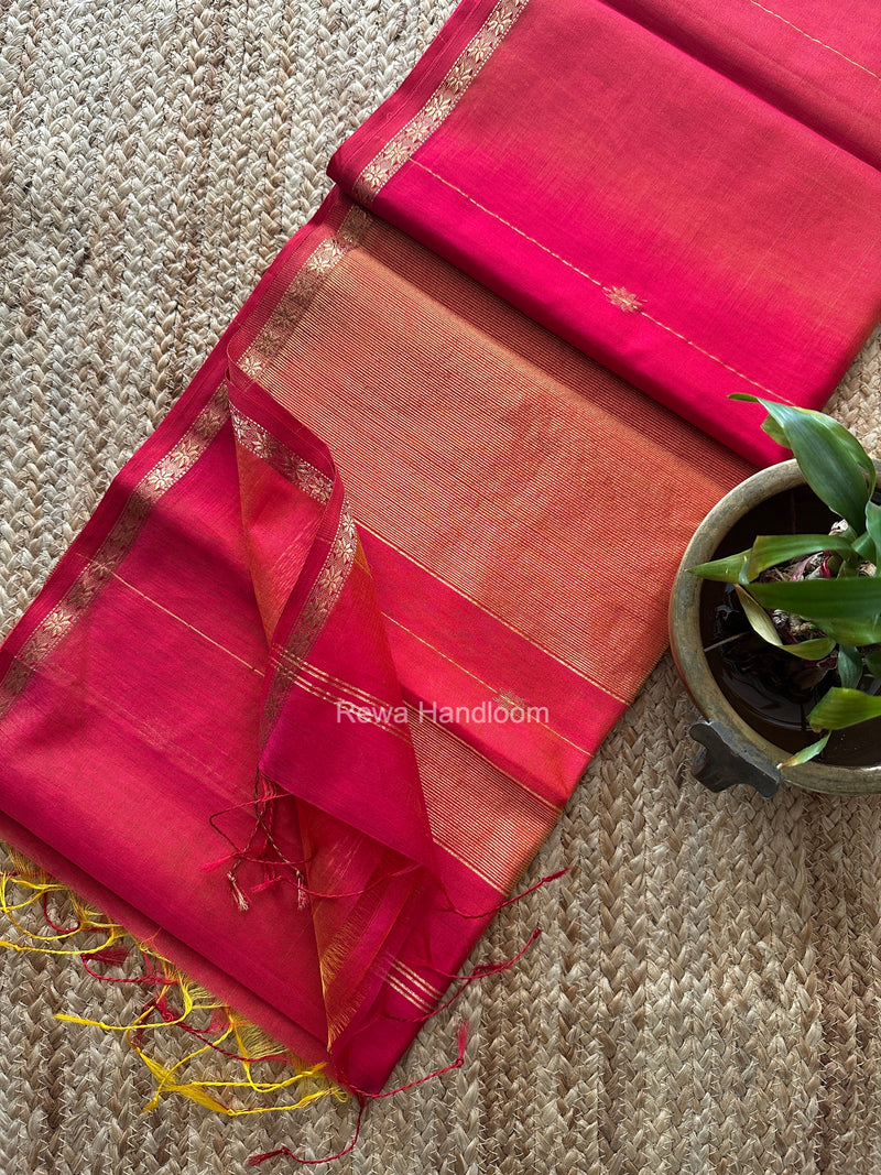 Rani Pink Lining Butti Shaded Maheshwari Saree SBS0145