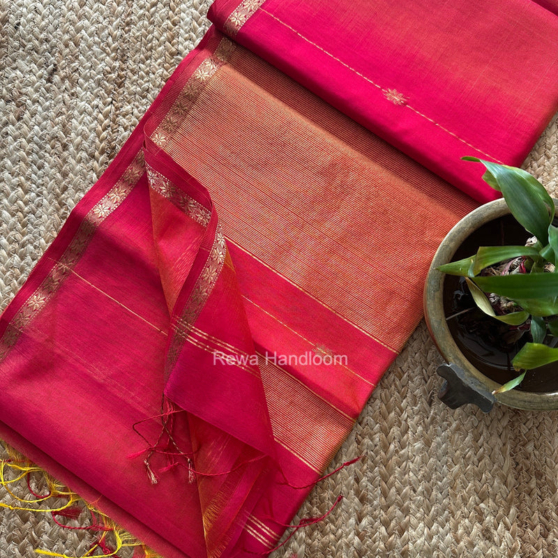 Rani Pink Lining Butti Shaded Maheshwari Saree SBS0145