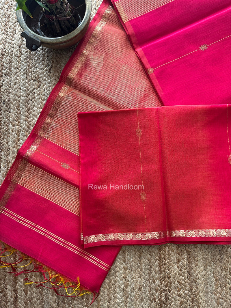 Rani Pink Lining Butti Shaded Maheshwari Saree SBS0145