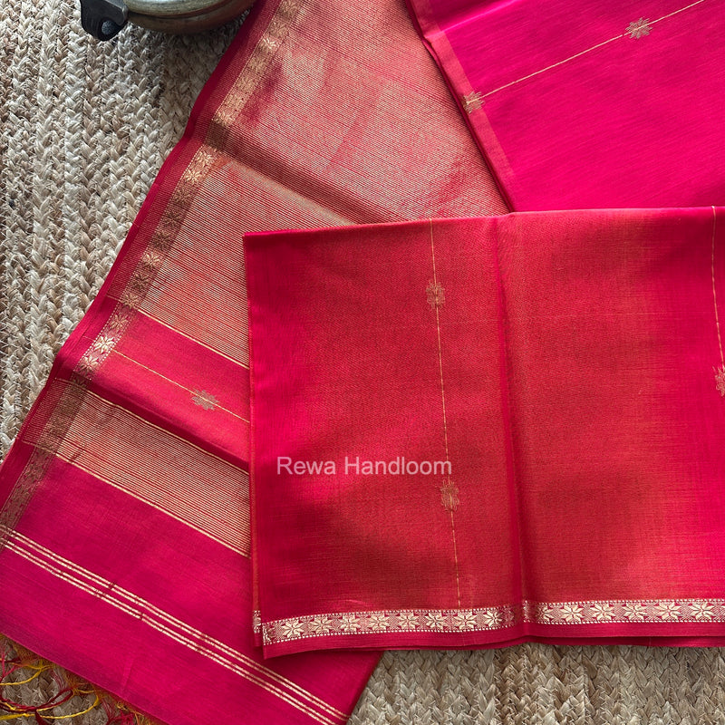 Rani Pink Lining Butti Shaded Maheshwari Saree SBS0145