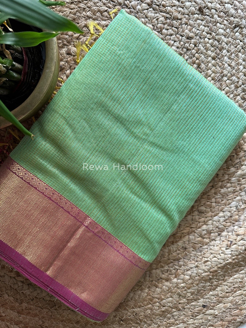 Exclusive Maheshwari Pista Green Tissue Silk Saree ZTS080