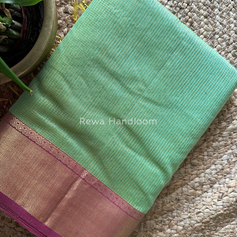 Exclusive Maheshwari Pista Green Tissue Silk Saree ZTS080