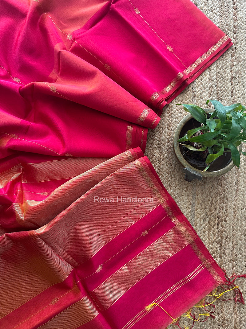 Rani Pink Lining Butti Shaded Maheshwari Saree SBS0145