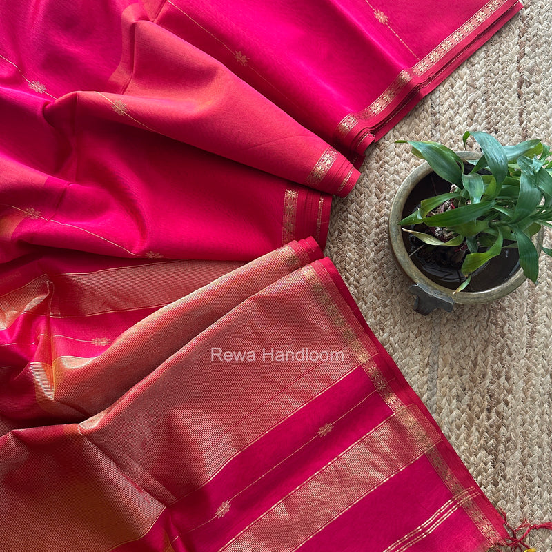 Rani Pink Lining Butti Shaded Maheshwari Saree SBS0145