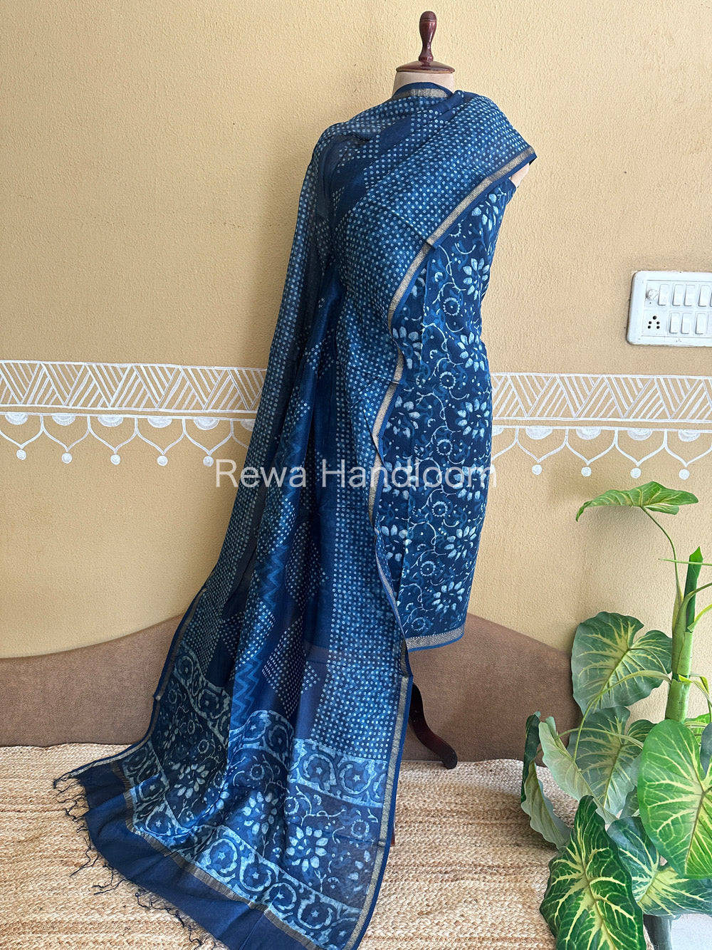 Maheshwari Indigo Print Suit ~ IG10