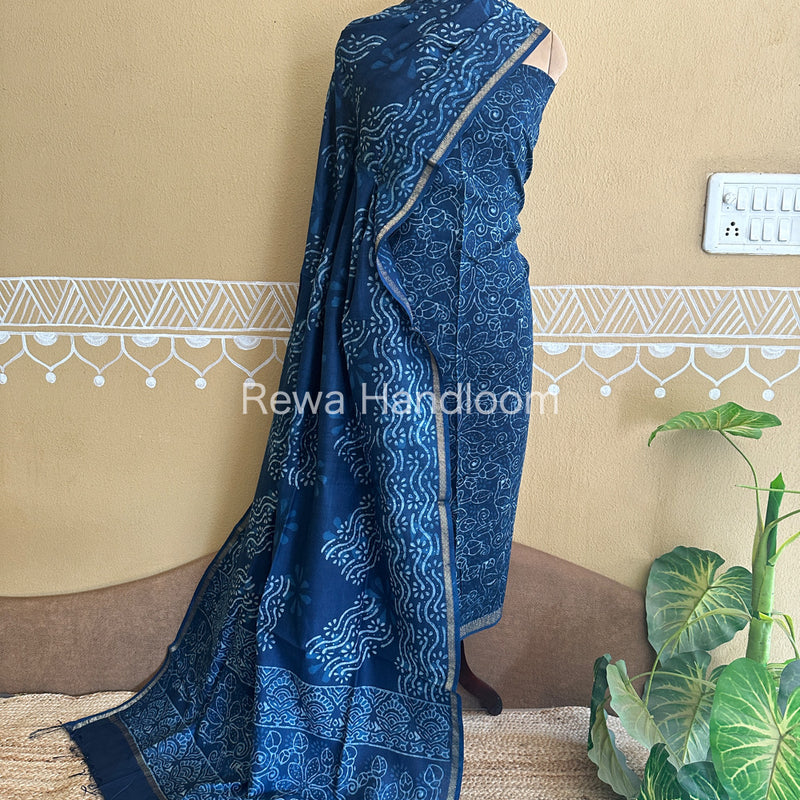 Maheshwari Indigo Print Suit