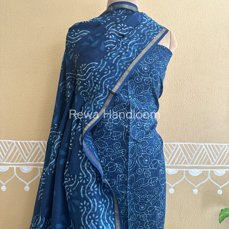 Maheshwari Indigo Print Suit IG05