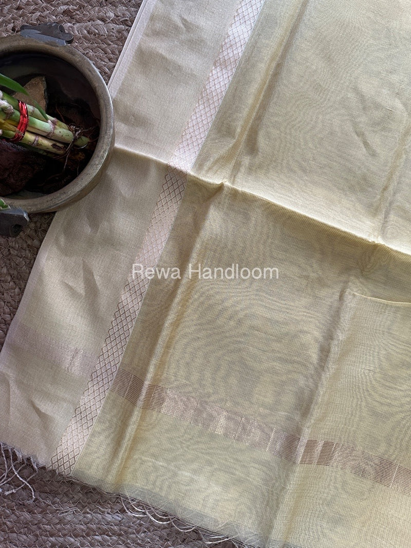 Maheshwari Light Yellow Tissue Dupatta TDZ012