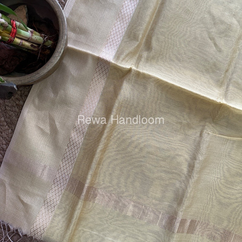 Maheshwari Light Yellow Tissue Dupatta TDZ012
