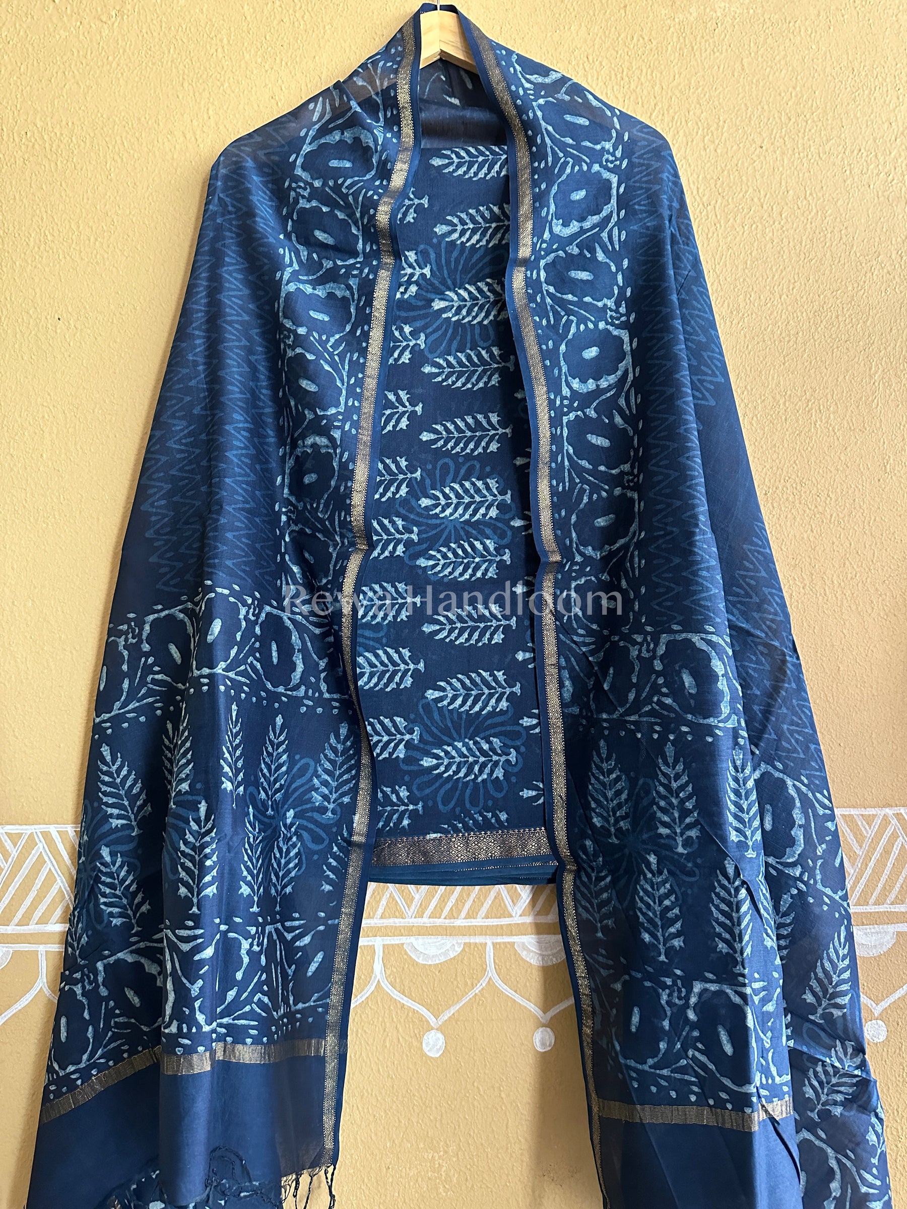 Maheshwari Indigo Print Suit 