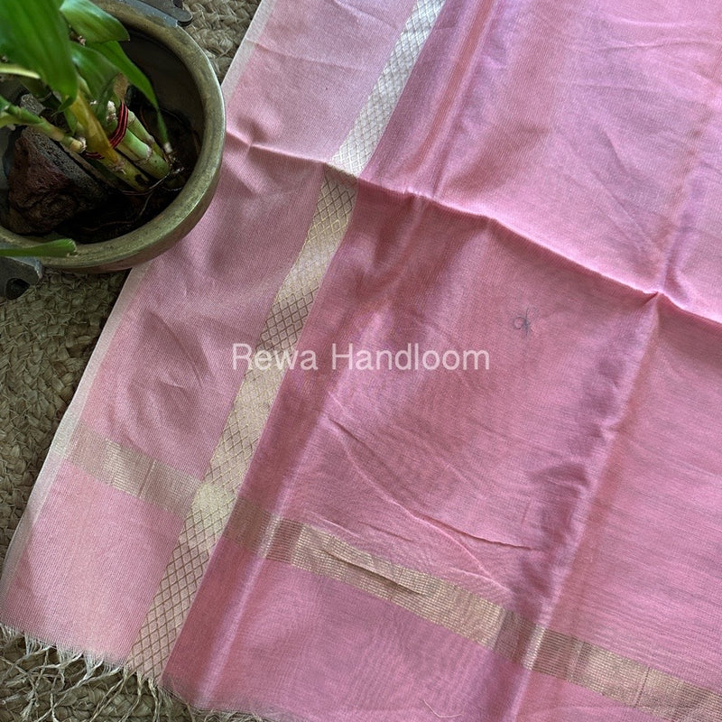 Maheshwari Pink Tissue Dupatta TDZ014