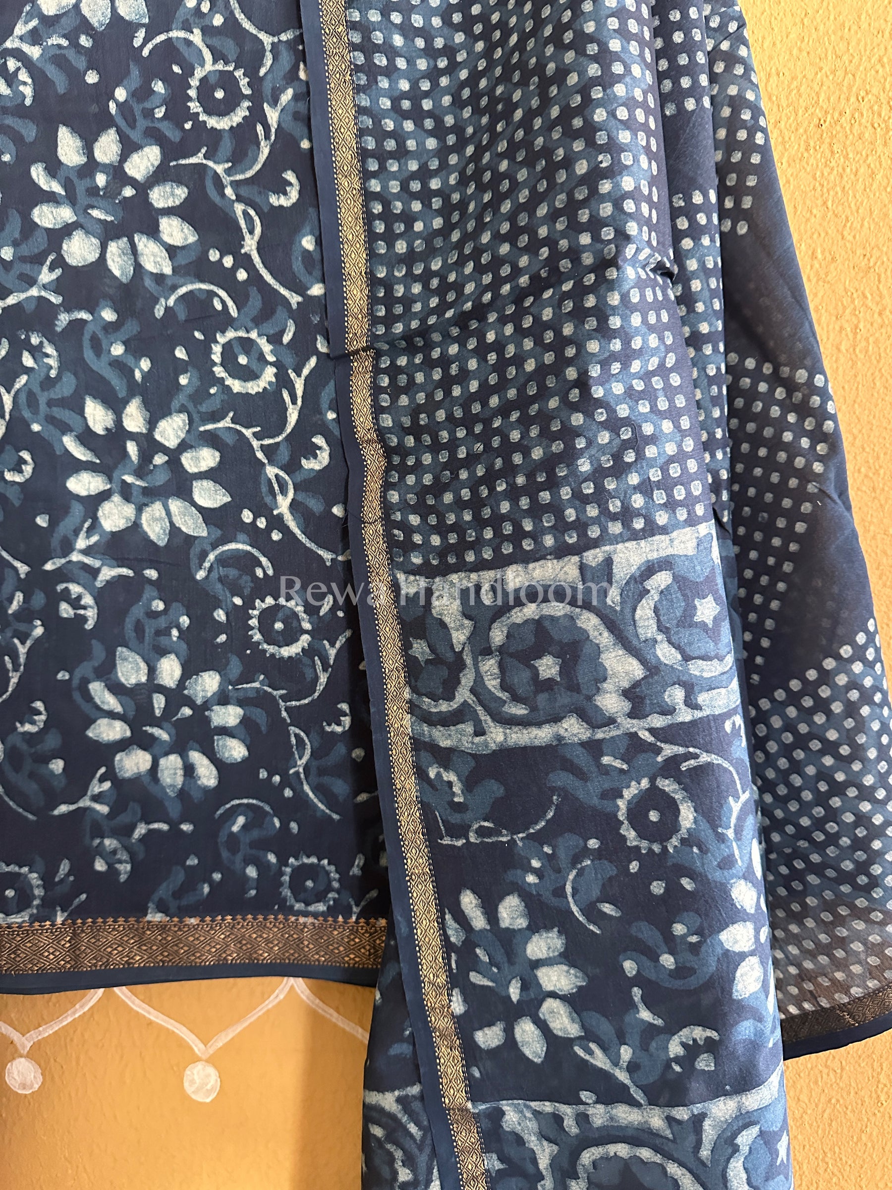 Maheshwari Indigo Print Suit ~ IG10