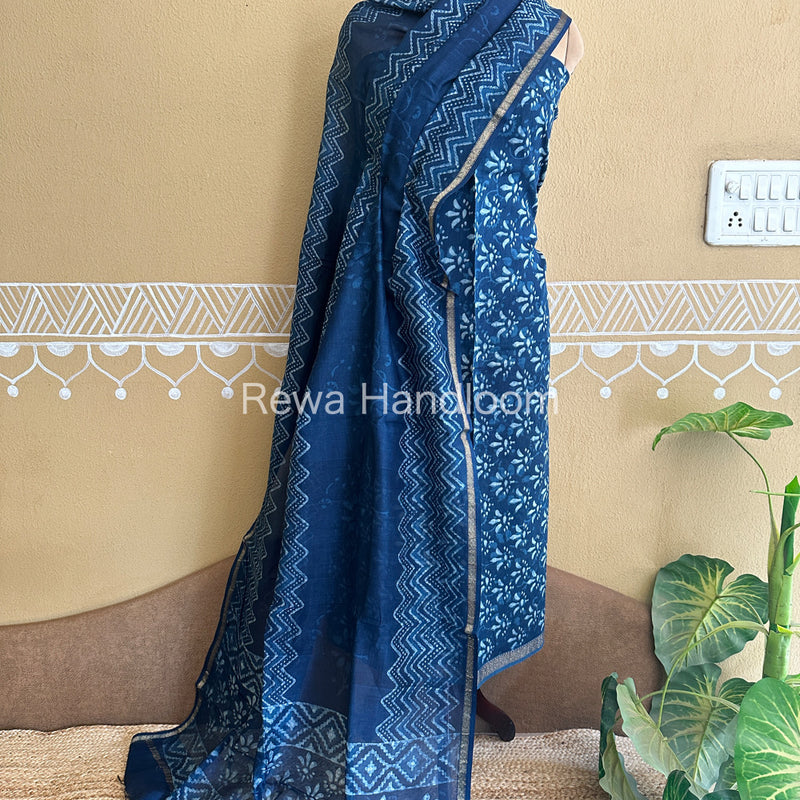 Maheshwari Indigo Print Suit