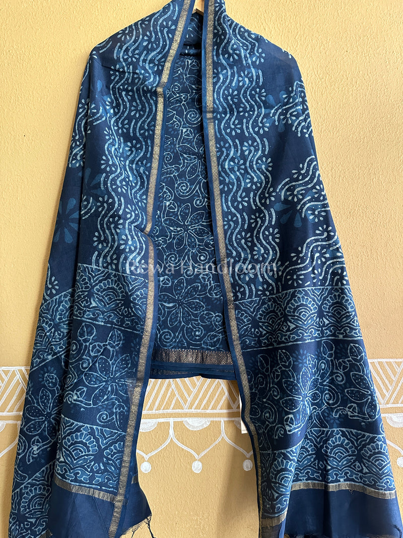 Maheshwari Indigo Print Suit IG05
