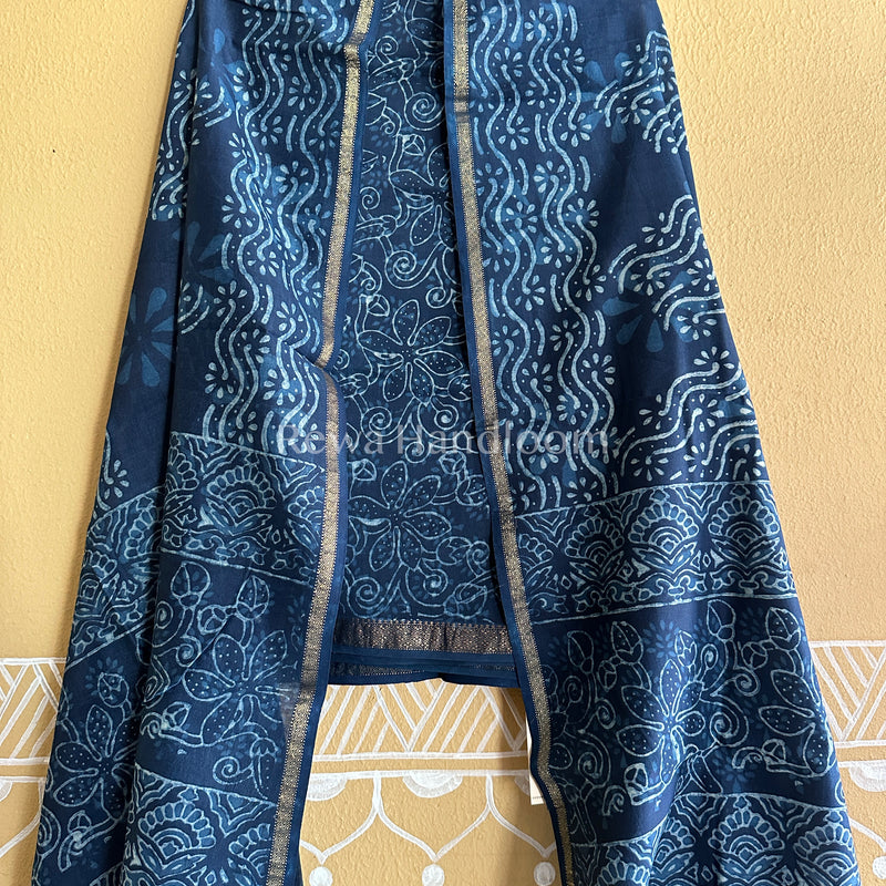 Maheshwari Indigo Print Suit IG05