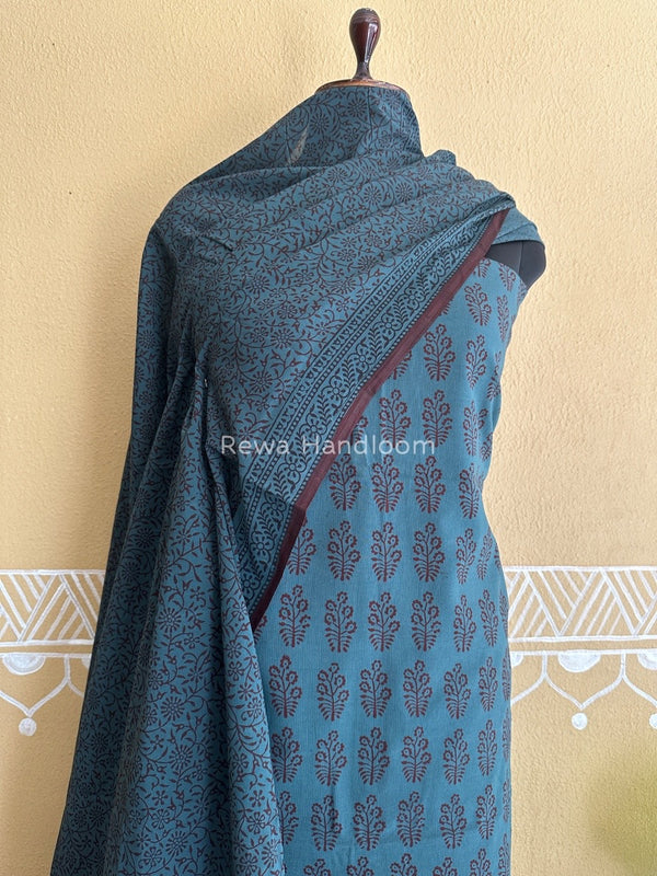 Teal Green Bagh Print Cotton Suit BCSP096