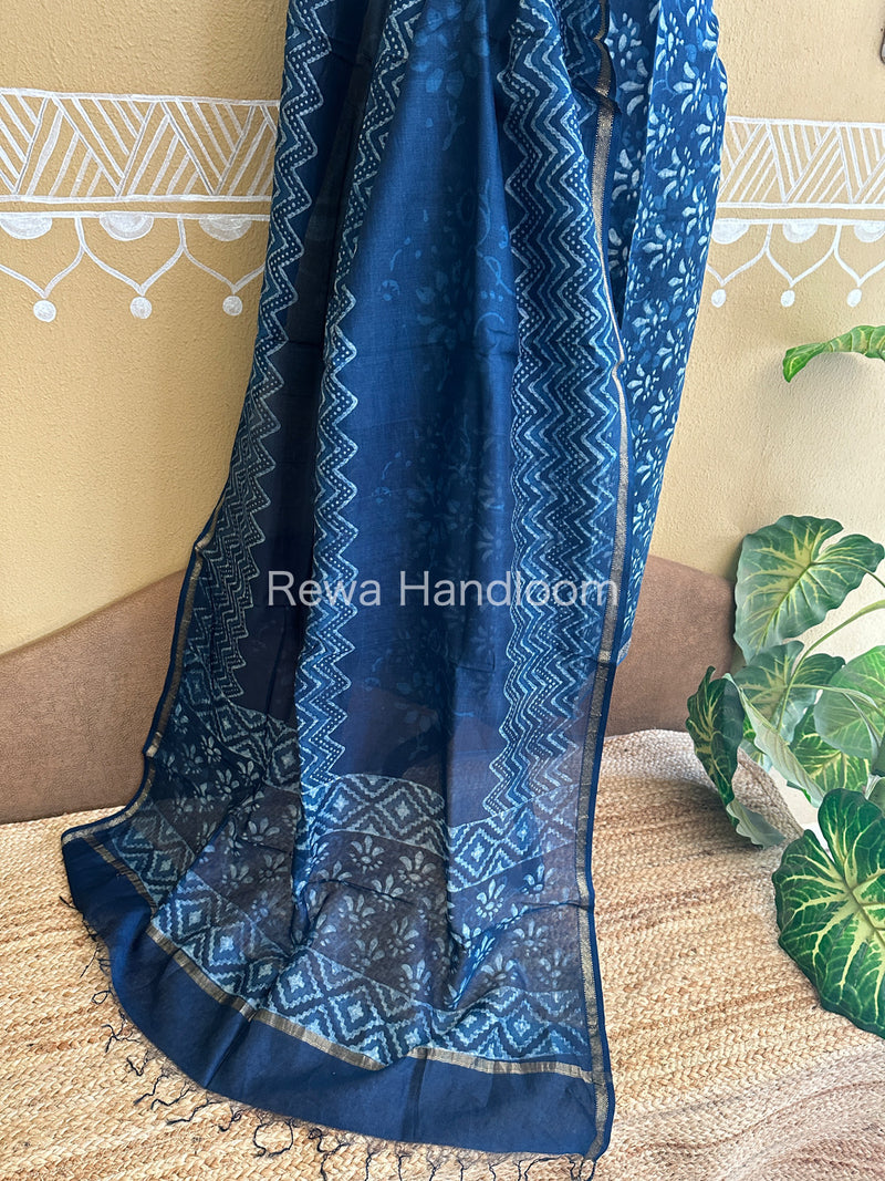 Maheshwari Indigo Print Suit IG02