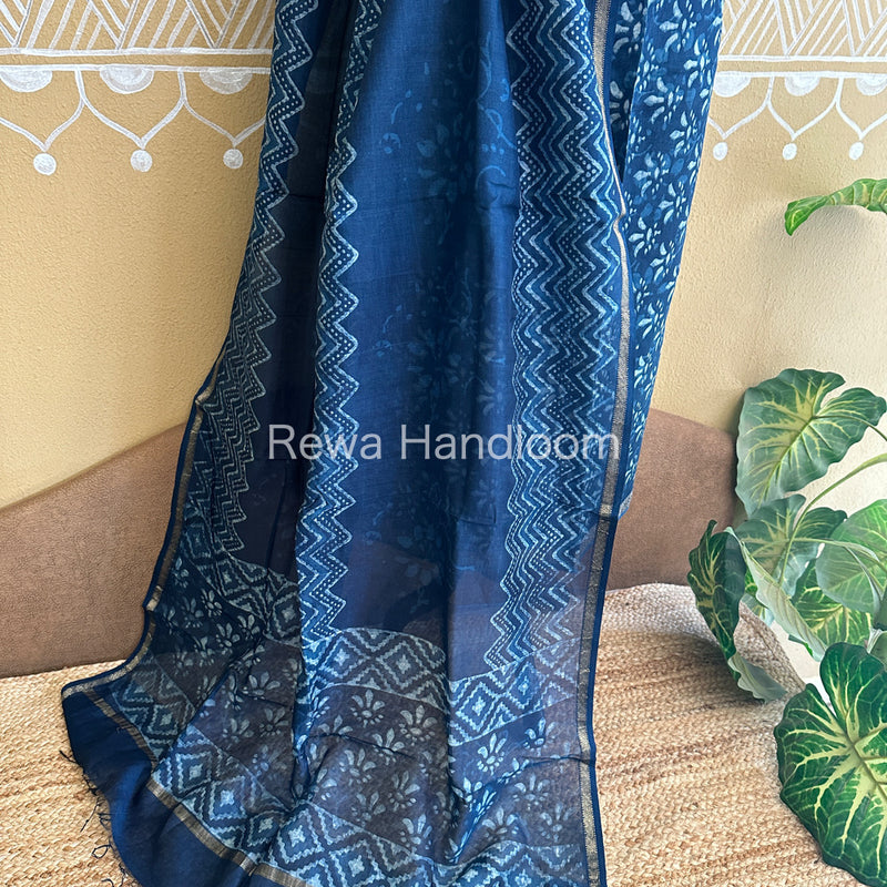 Maheshwari Indigo Print Suit IG02