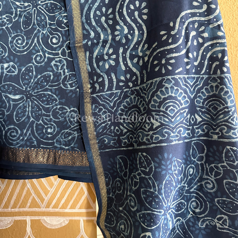 Maheshwari Indigo Print Suit  IG05