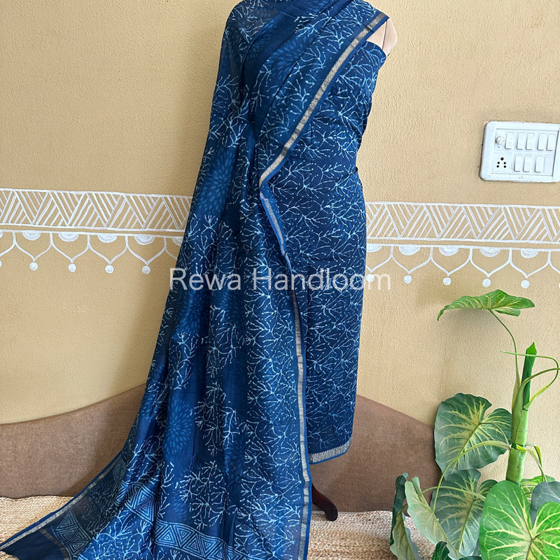 Maheshwari Indigo Print Suit ~ IG07