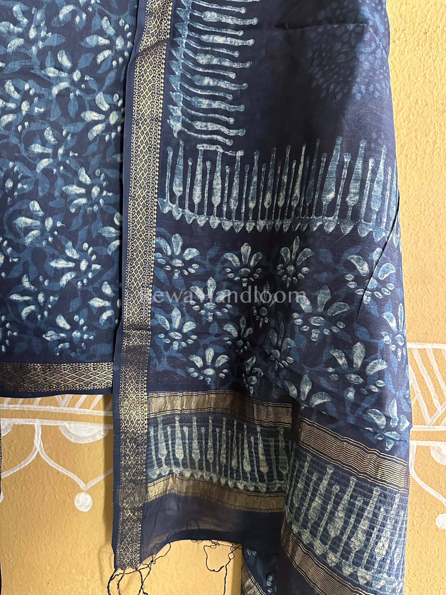 Maheshwari Indigo Print Suit ~ IG08