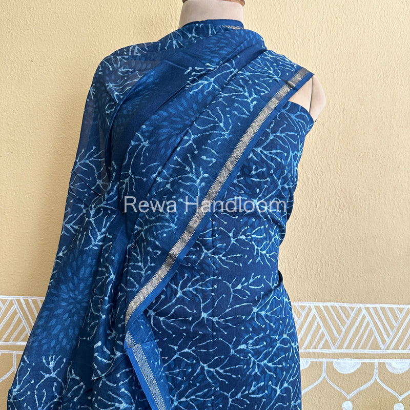 Maheshwari Indigo Print Suit ~ IG07