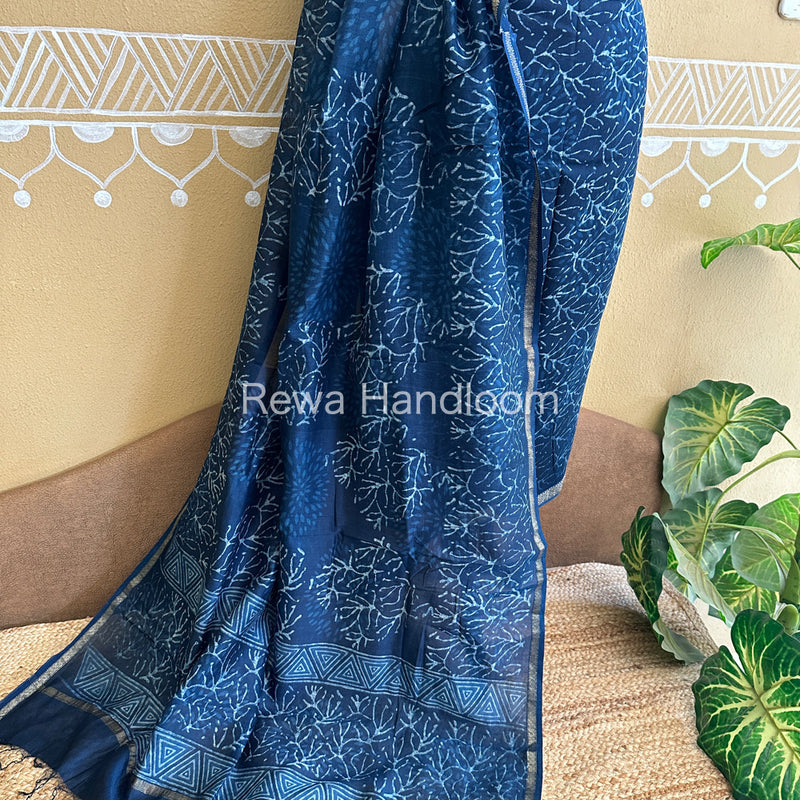 Maheshwari Indigo Print Suit ~ IG07