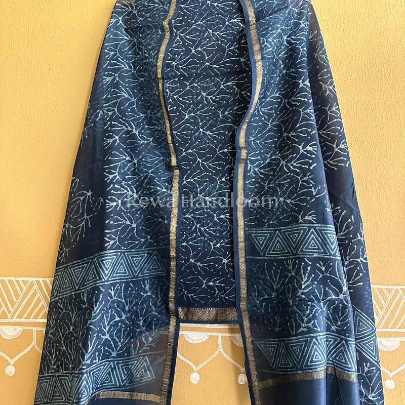 Maheshwari Indigo Print Suit 